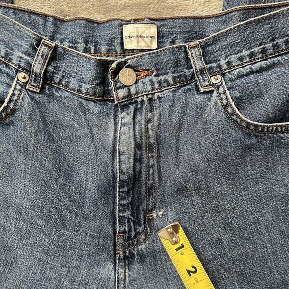 Calvin Klein Jeans Women 13 Blue Denim Double Stone Wash Flare Preppy ZJ065196S - Picture 5 of 8